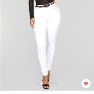 fashion nova never call me jeans - white